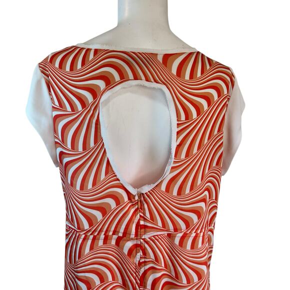 MSK Collection Orange Print Tunic Blouse with Raw Trim sz 44=XL - Picture 4 of 11